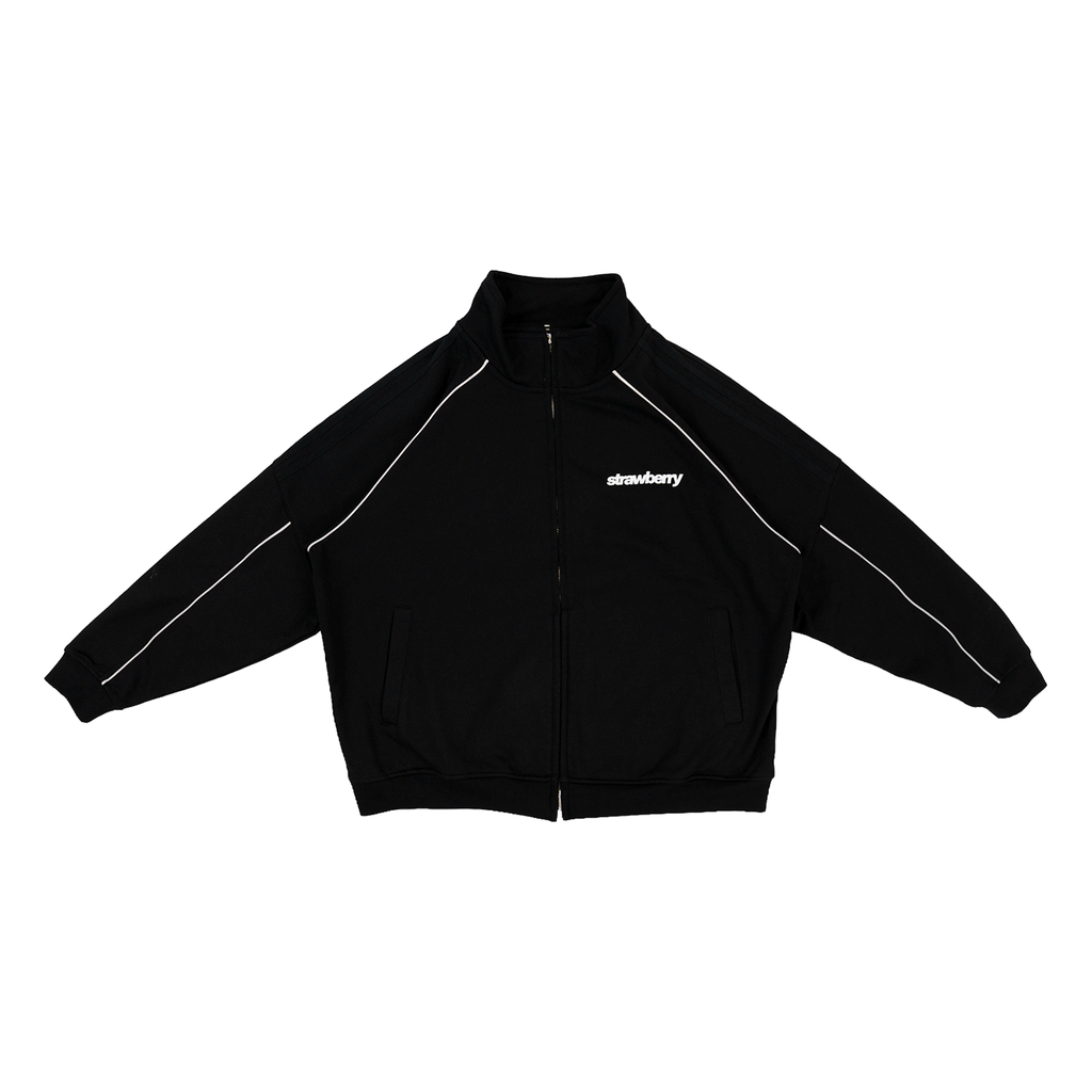 Black - Lasses Reflective Striped Oversized Track Jacket