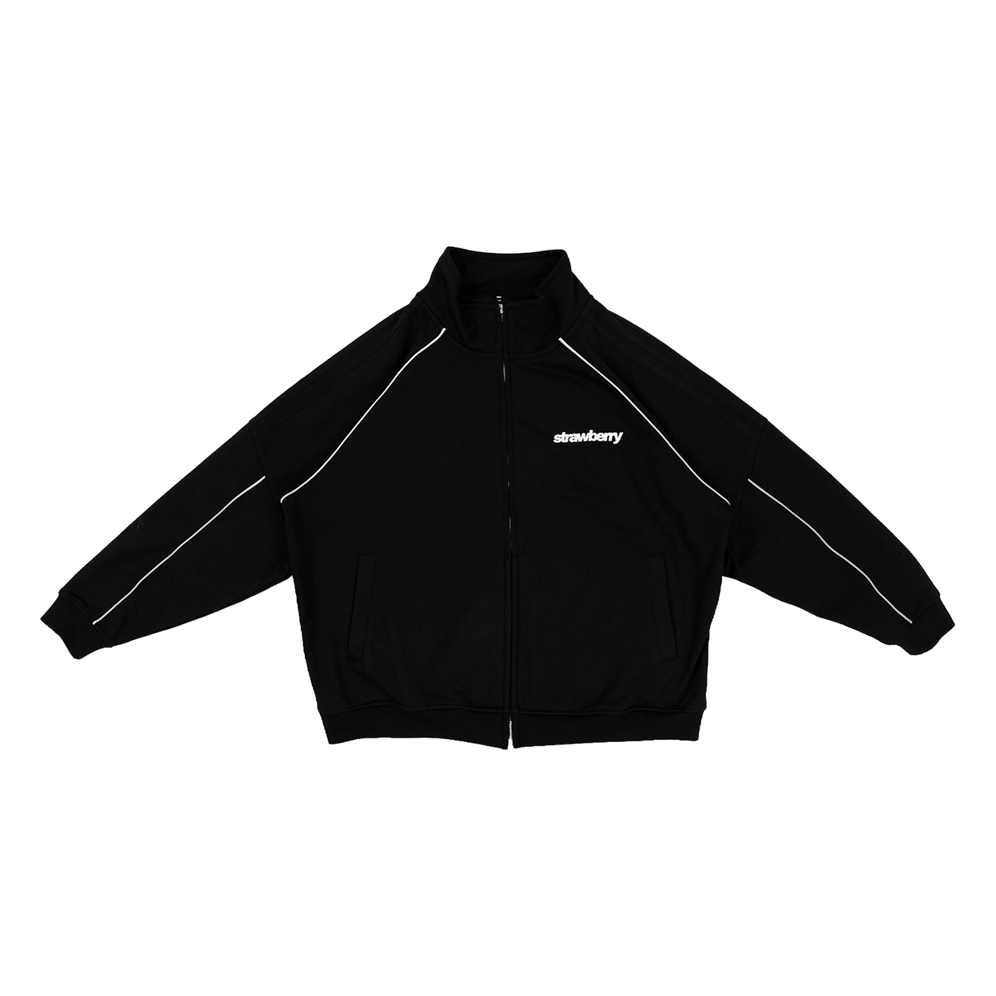 Black - Lads Reflective Striped Oversized Track Jacket