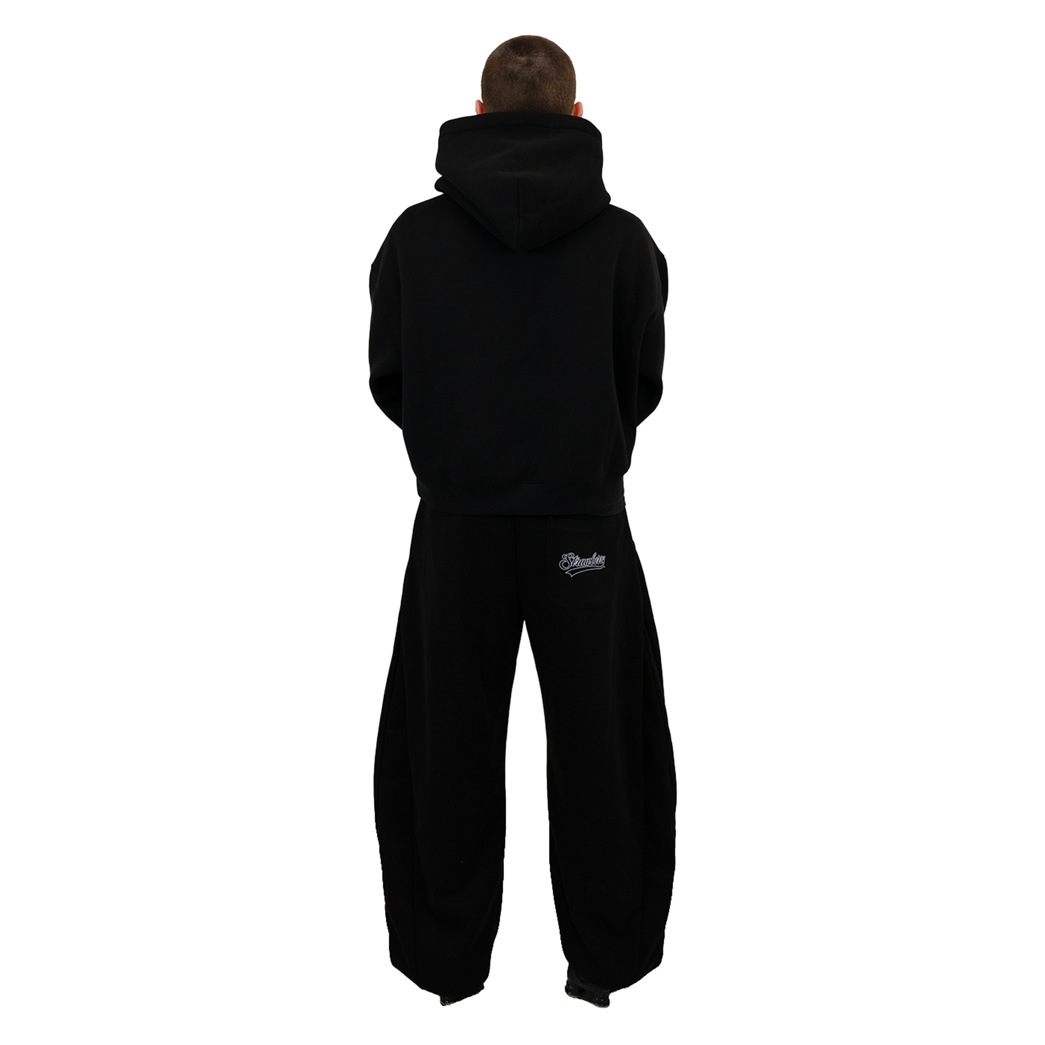 Black - Lads Boxy Cropped Hoddie