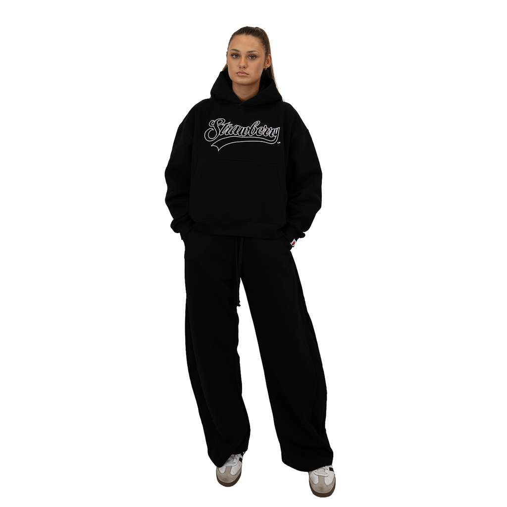 Black - Lasses Boxy Cropped Hoddie