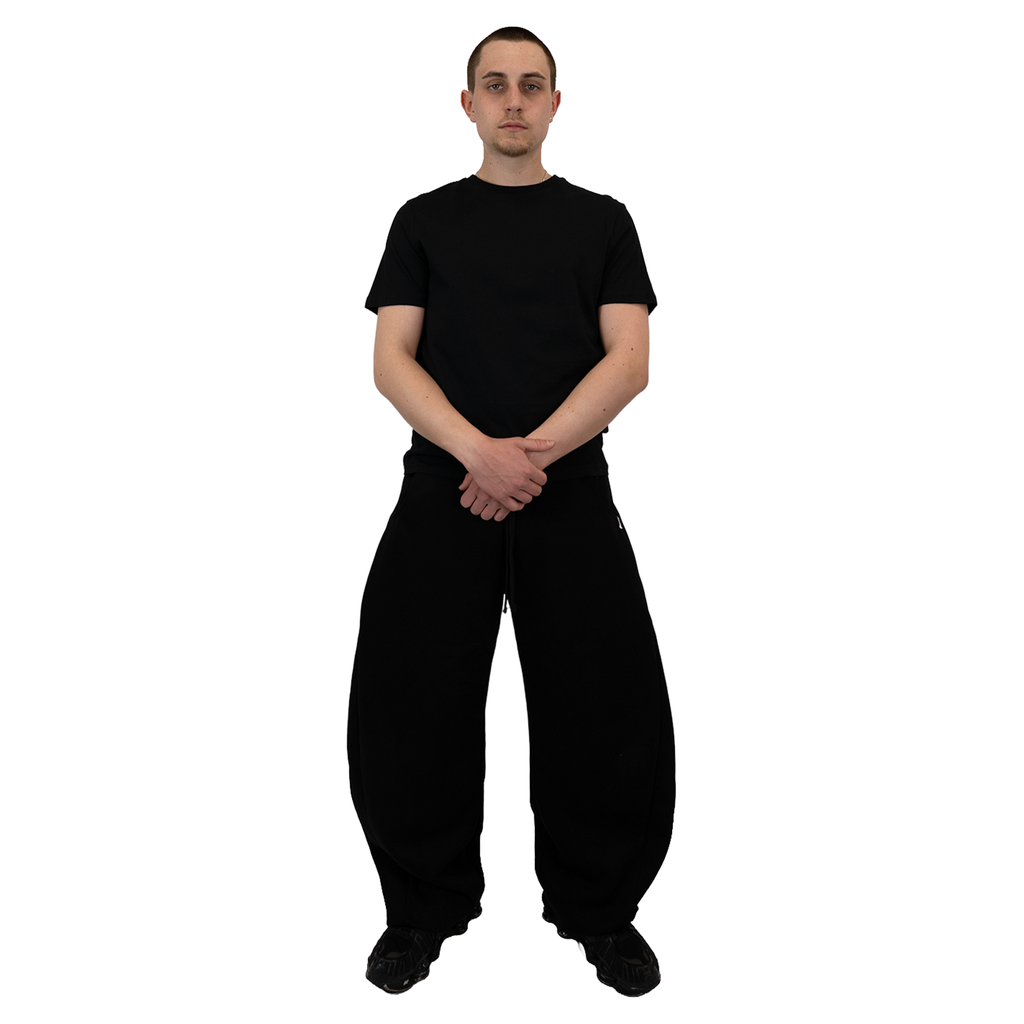 Black - Lads Plaid Waistband Wide Leg Sweatpants