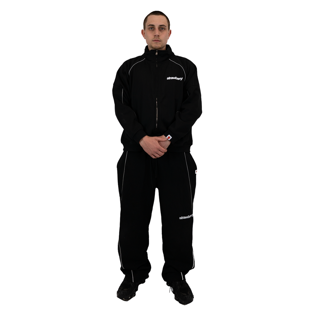 Black - Lads Reflective Striped Track Pants