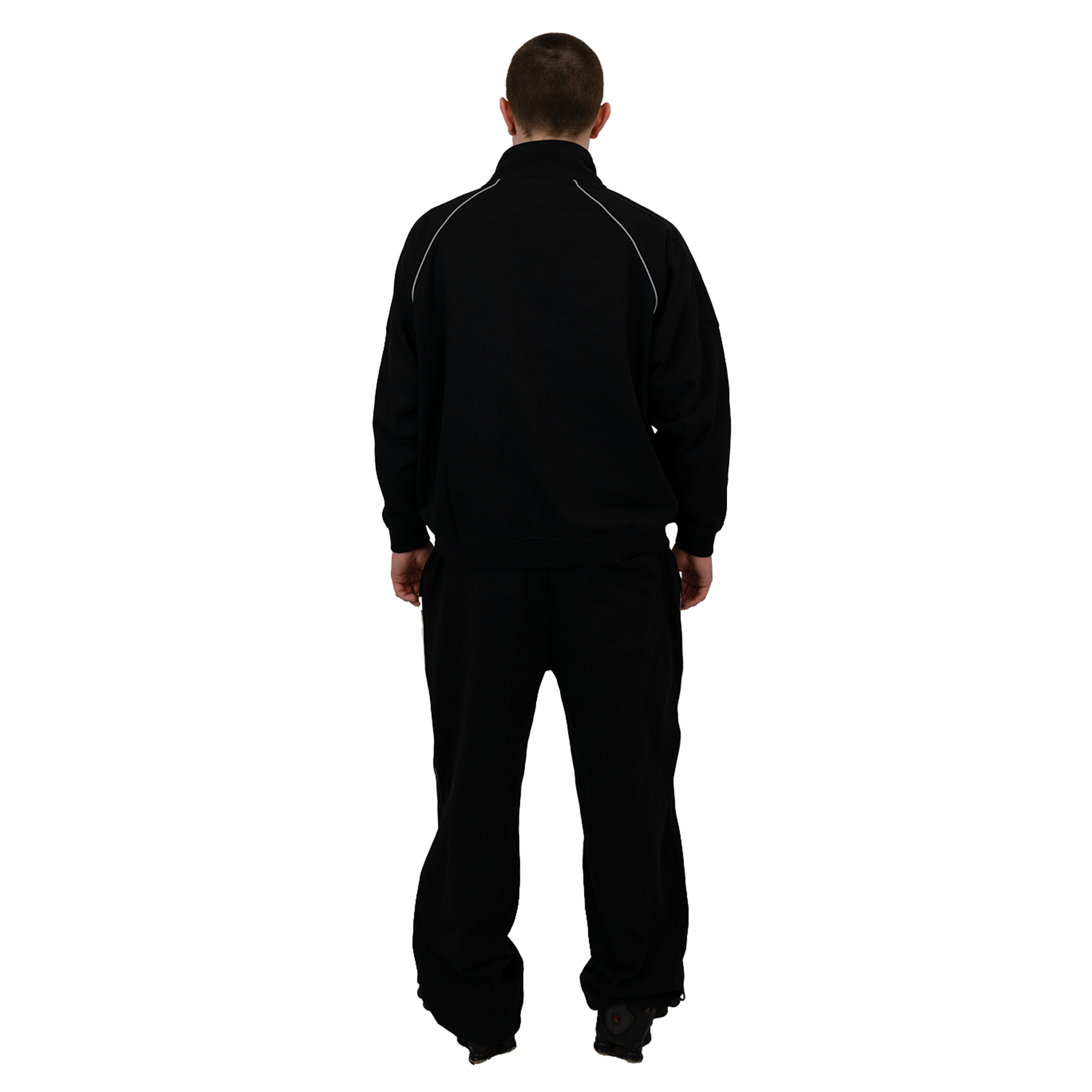 Black - Lads Reflective Striped Track Pants