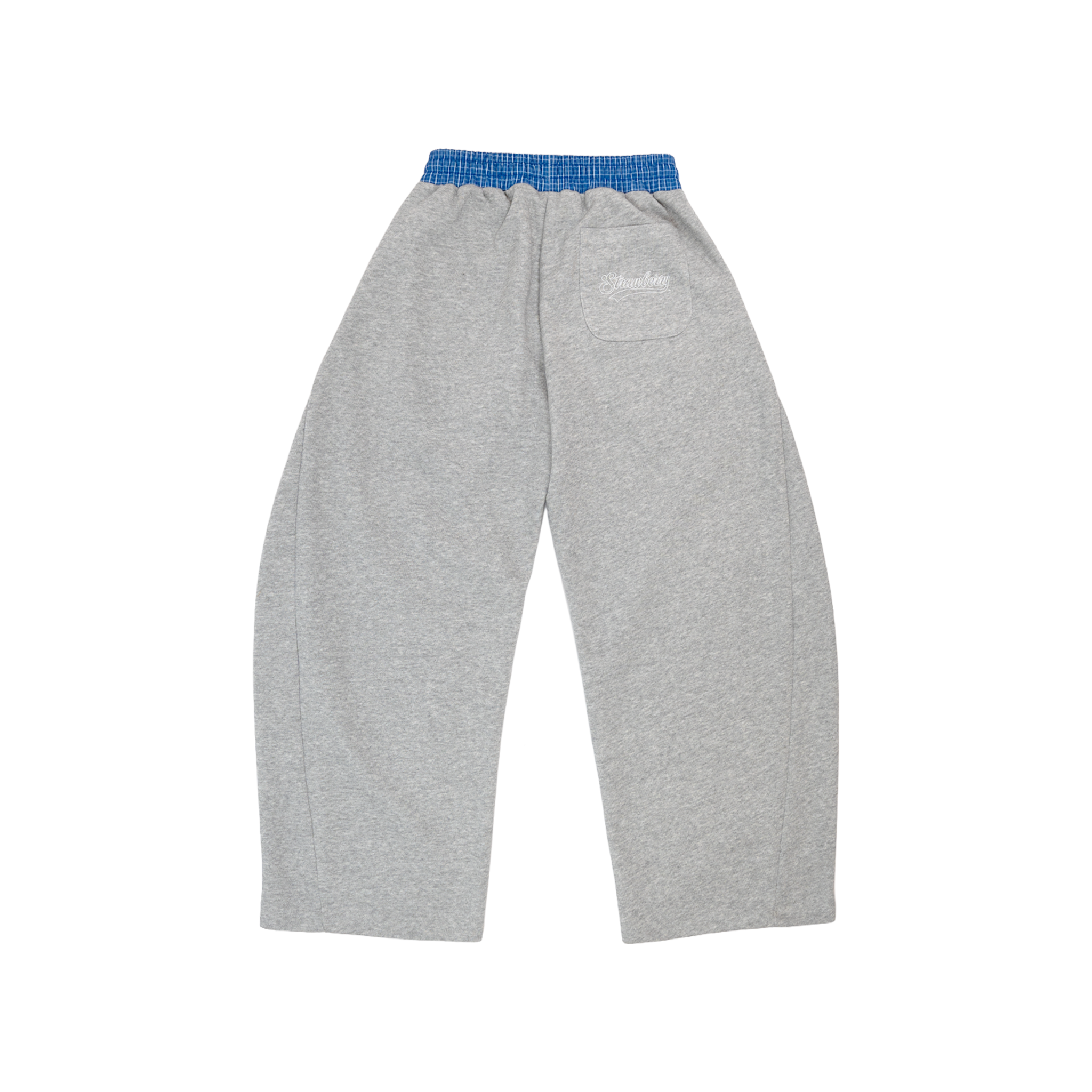 Grey - Lads Plaid Waistband Wide Leg Sweatpants