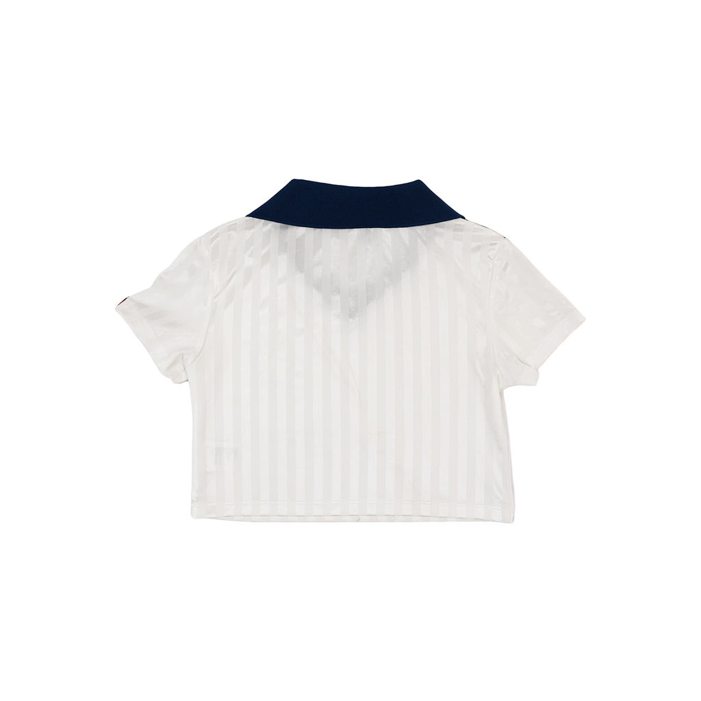 White/Navy - Lasses Cropped Football Shirt