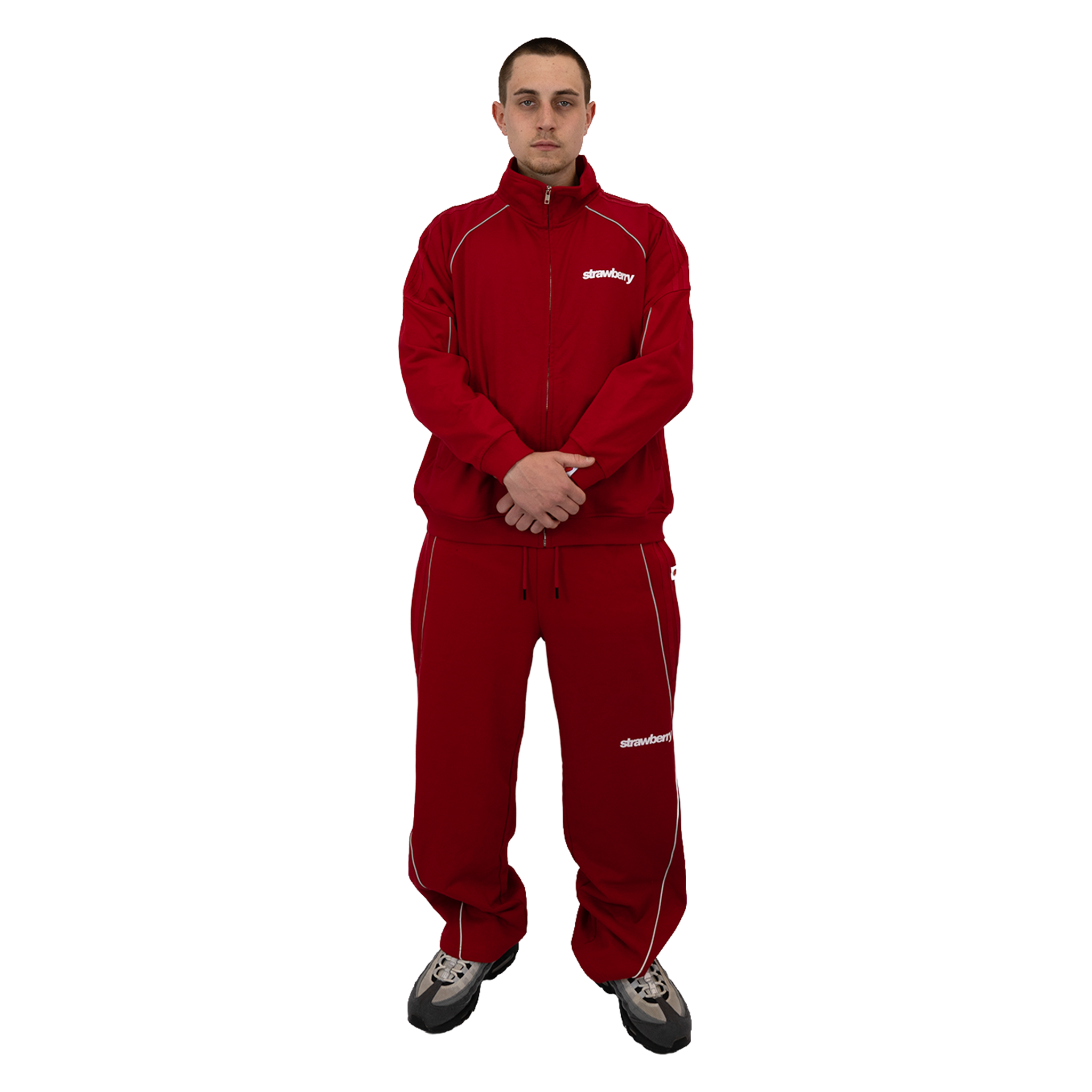 Red - Lads Reflective Striped Oversized Track Jacket